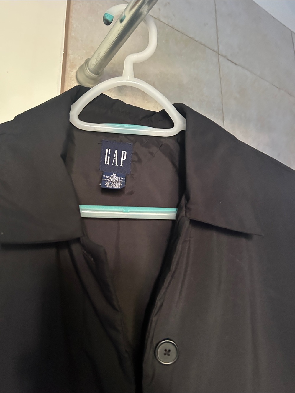 GAP Black Women's Button-Front Trench Coat